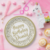 100番目のパーティー乱数パターン金ゴールド/白 ペーパープレート (パーティー)