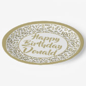 100番目のパーティー乱数パターン金ゴールド/白 ペーパープレート (アングル)