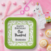 100番目のパーティー乱数パターン（緑/白） ペーパープレート (パーティー)