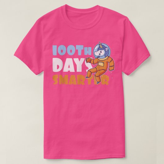 100番目の日頭が切れると宇宙飛行士のためのユニコーン Tシャツ (デザイン正面)