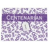 100番目の紫色の乱数パターン ラージペーパーバッグ (正面)