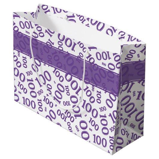 100番目の紫色の乱数パターン ラージペーパーバッグ (裏面アングル)