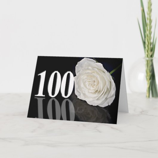 100番目の誕生日カード(クラシックの白いバラ) カード (正面)