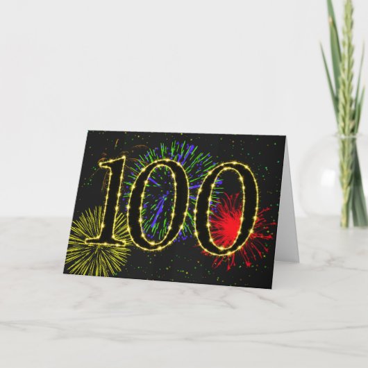 100番目の誕生日カード(花火つき) カード (正面)