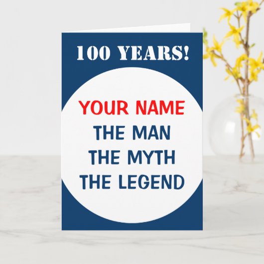 100番目の誕生日カー男性へド |男の神話の伝説 カード (黄色い花)