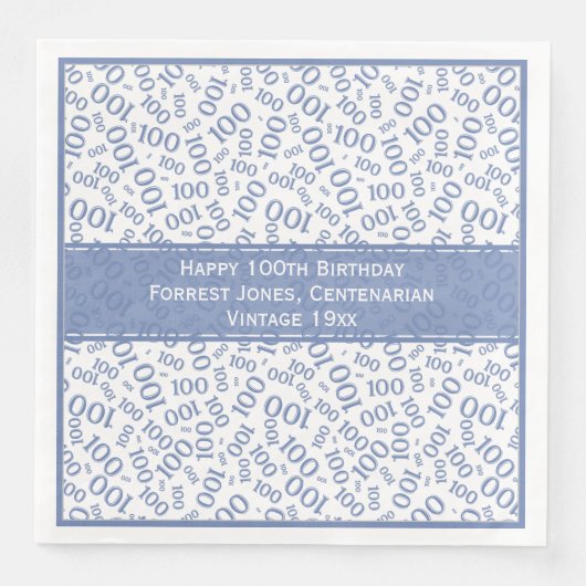 100番目の誕生日クール番号パターン青/白 (正面)