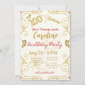 100番目の誕生日マイルストーンエレガント 招待状 (正面)