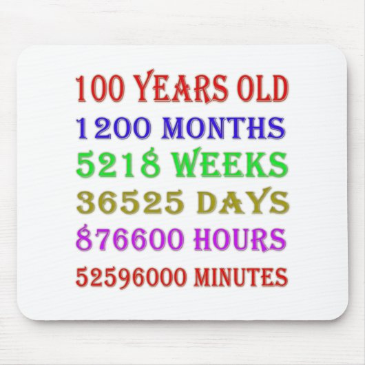 100番目の誕生日マイルストーン マウスパッド (正面)