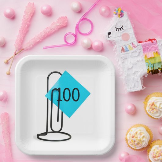 100番目の誕生日リマインダーのメモ紙クリップ ペーパープレート (パーティー)
