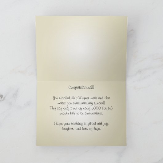 100番目の誕生日番号パターン金ゴールドと黒 カード (内部)