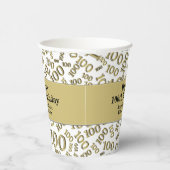 100番目の誕生日金ゴールド/白の乱数パターン 紙コップ (右)