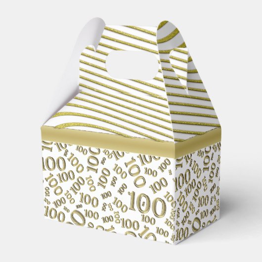 100番目の誕生日金ゴールド/白の番号パターン フェイバーボックス (裏面サイド)