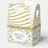 100番目の誕生日金ゴールド/白の番号パターン フェイバーボックス (オープン)