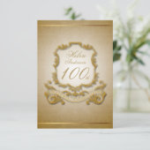 100番目の誕生祝いカスタムヴィンテージ枠 招待状 (スタンド正面)