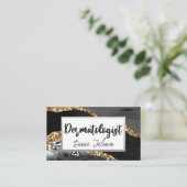 100皮膚科アポイントメントリマインダー黒金ゴールド 名刺 (スタンド正面)