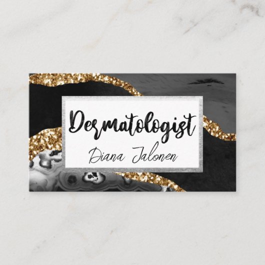 100皮膚科アポイントメントリマインダー黒金ゴールド 名刺 (正面)