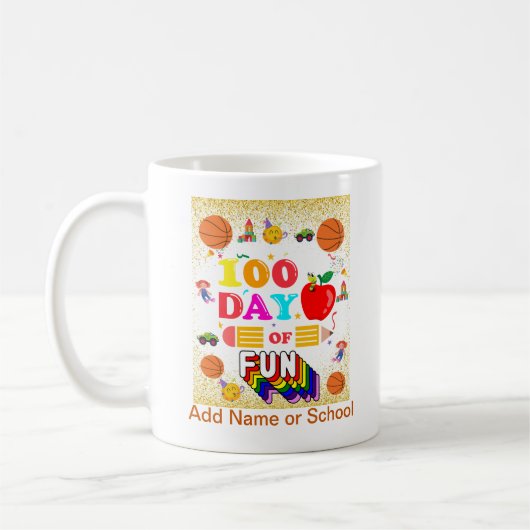 100祝はっきりした日のおもしろいとおもしろい! コーヒーマグカップ (左)