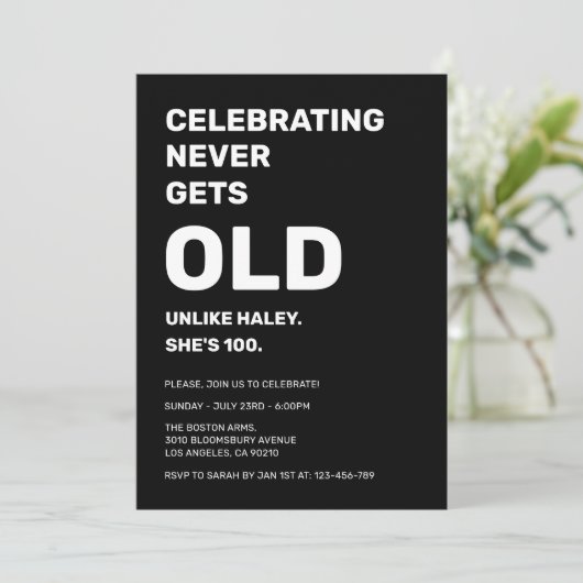 100祝誕生日に戻るおもしろいこと無し 招待状 (スタンド正面)