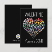 100種類以上のクリスタル・ジェム・ミネラル バレンタインデーのハート サンキューカード (正面/裏面)