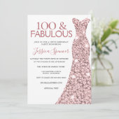 100素晴らしいバラ金ゴールドドレス100th誕生日パーティー 招待状 (スタンド正面)