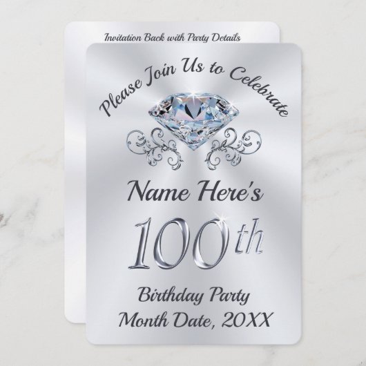 100素晴らしバースデーパーティ招待状 招待状 (正面/裏面)