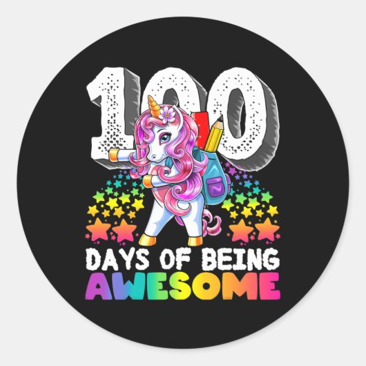 100素晴らし日の学校Unicorn贈り物F ラウンドシール (正面)