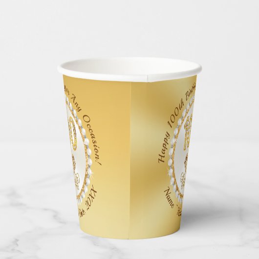 100素晴らしth、誕生日紙カップパーソナライズされた、 紙コップ (右)