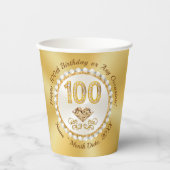 100素晴らしth、誕生日紙カップパーソナライズされた、 紙コップ (正面)