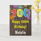 100素朴誕生日レインボーカラフル花火 カード (黄色い花)