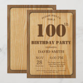 100素朴誕生日招待状ヴィンテージウッド 招待状 (正面/裏面)