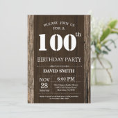 100素朴誕生日招待状ヴィンテージウッド 招待状 (スタンド正面)