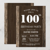 100素朴誕生日招待状ヴィンテージウッド 招待状 (正面/裏面)
