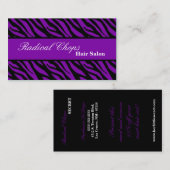 100紫色の黒いシマウマのプリントパターン名刺 名刺 (正面/裏面)