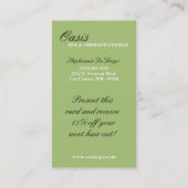 100緑のダマスク織のスパのセラピーのマッサージの名刺 名刺 (裏面)