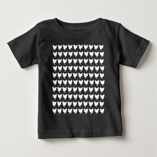 100羽のニワトリ - 白 ベビーTシャツ (正面)