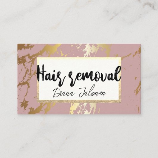 100脱毛アポイントメントリマインダーピンク大理石 名刺 (正面)