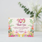 100花フローラリネン100誕生日ありがとう ポストカード (スタンド正面)