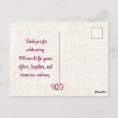 100花フローラリネン100誕生日ありがとう ポストカード (裏面)