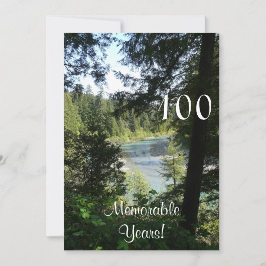 100記憶に残る年/誕生祝い-レイクビュー 招待状 (正面)