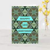 100誕生日とグリーン抽象デザイン カード (黄色い花)