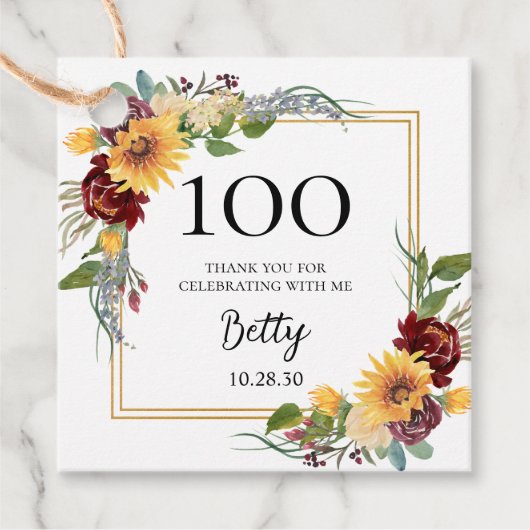 100誕生日ひまわり フェイバータグ (正面)