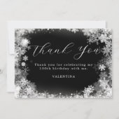 100誕生日ウィンターワンダーランドスノーフレーク サンキューカード (正面)