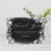 100誕生日ウィンターワンダーランドスノーフレーク サンキューカード (スタンド正面)