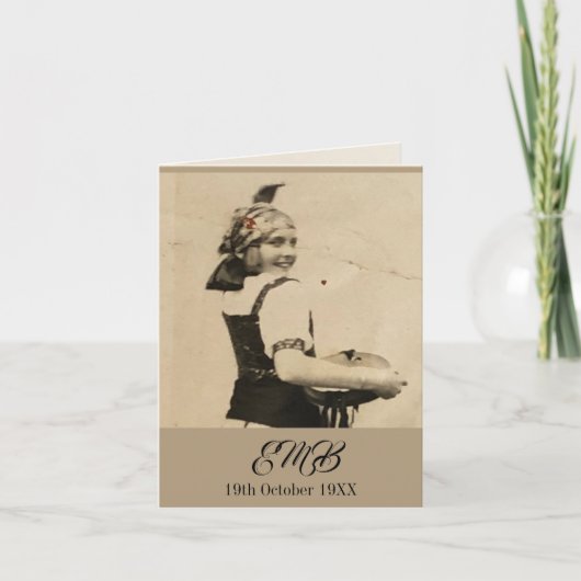 100誕生日エレガントモノグラム写真折り畳み 招待状 (正面)