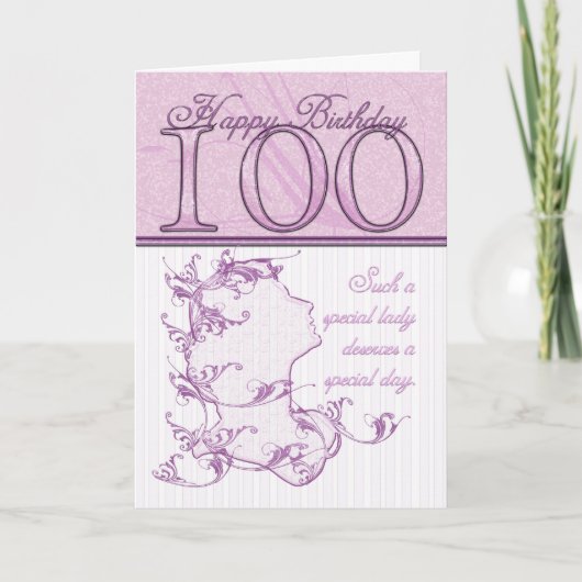 100誕生日カメオカードピンク カード (正面)