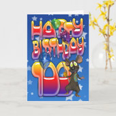 100誕生日カード可愛いマウス カード (黄色い花)