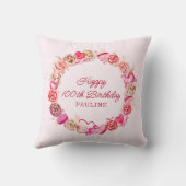 100誕生日ギフトピンクローズ渦巻形のハート クッション (裏面)