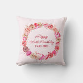 100誕生日ギフトピンクローズ渦巻形のハート クッション (正面)