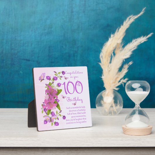 100誕生日ギフトプラーク5.25 x 5.25イーゼル フォトプラーク (インサイチュ)