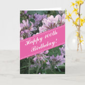 100誕生日グリーティングカード(ピンクの花) カード (黄色い花)